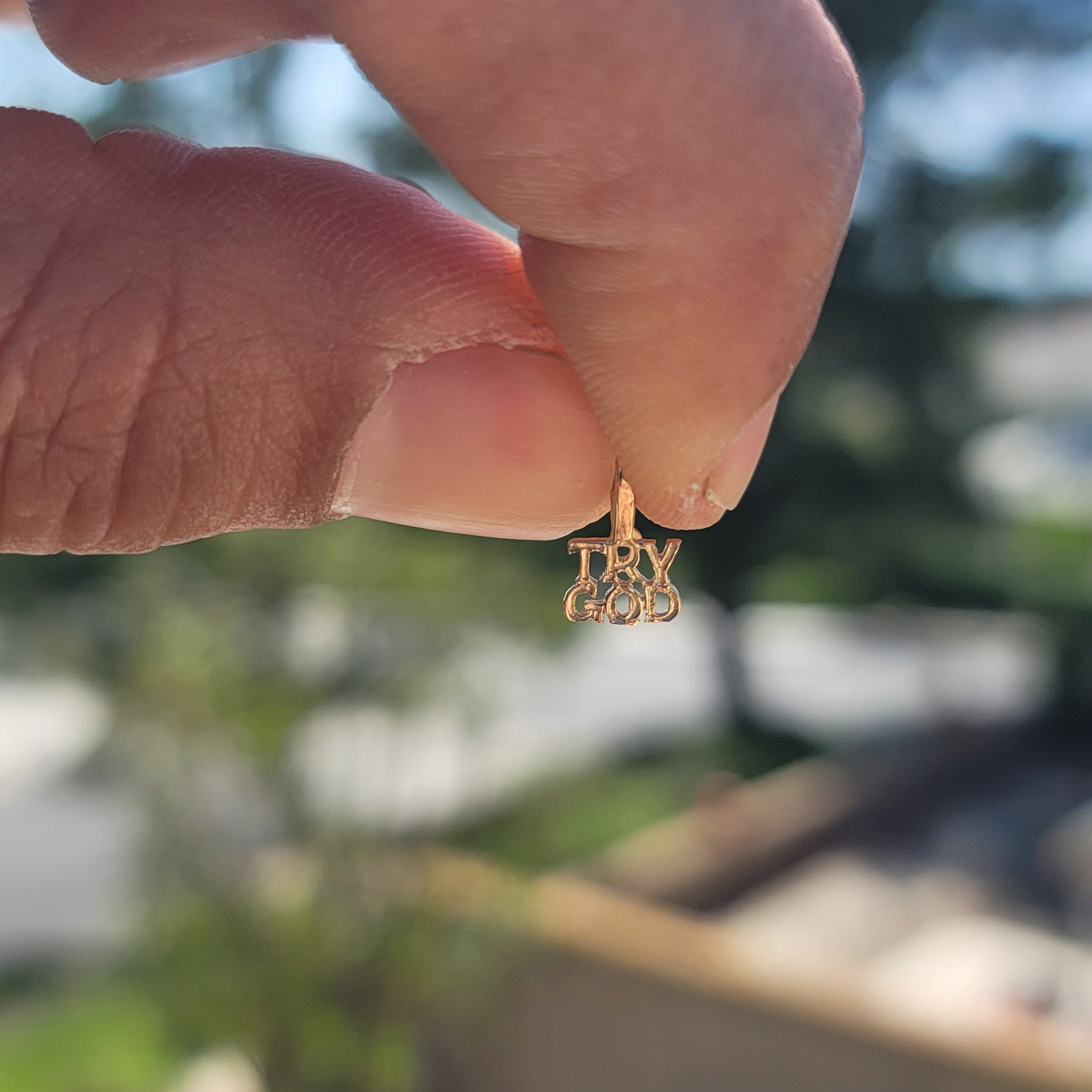 14K or 18K Gold Try God Saying Pendant