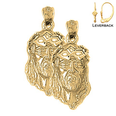 Sterling Silver 30mm Jesus Face Earrings (White or Yellow Gold Plated)