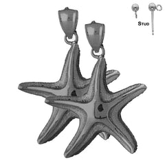 Pendientes de estrella de mar de oro de 14 quilates o 18 quilates de 38 mm