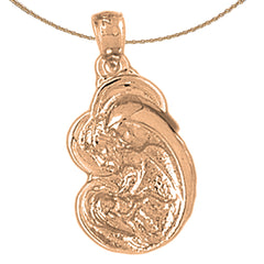 14K or 18K Gold Mother Mary, Mother And Child Pendant