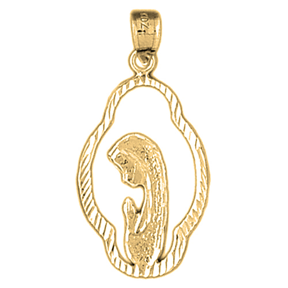 14K or 18K Gold Mother Mary, Praying Woman Pendant