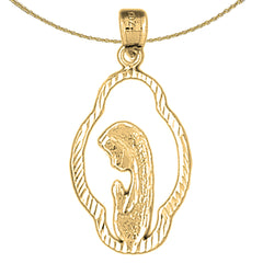 14K or 18K Gold Mother Mary, Praying Woman Pendant