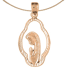 14K or 18K Gold Mother Mary, Praying Woman Pendant