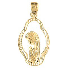 14K or 18K Gold Mother Mary, Praying Woman Pendant
