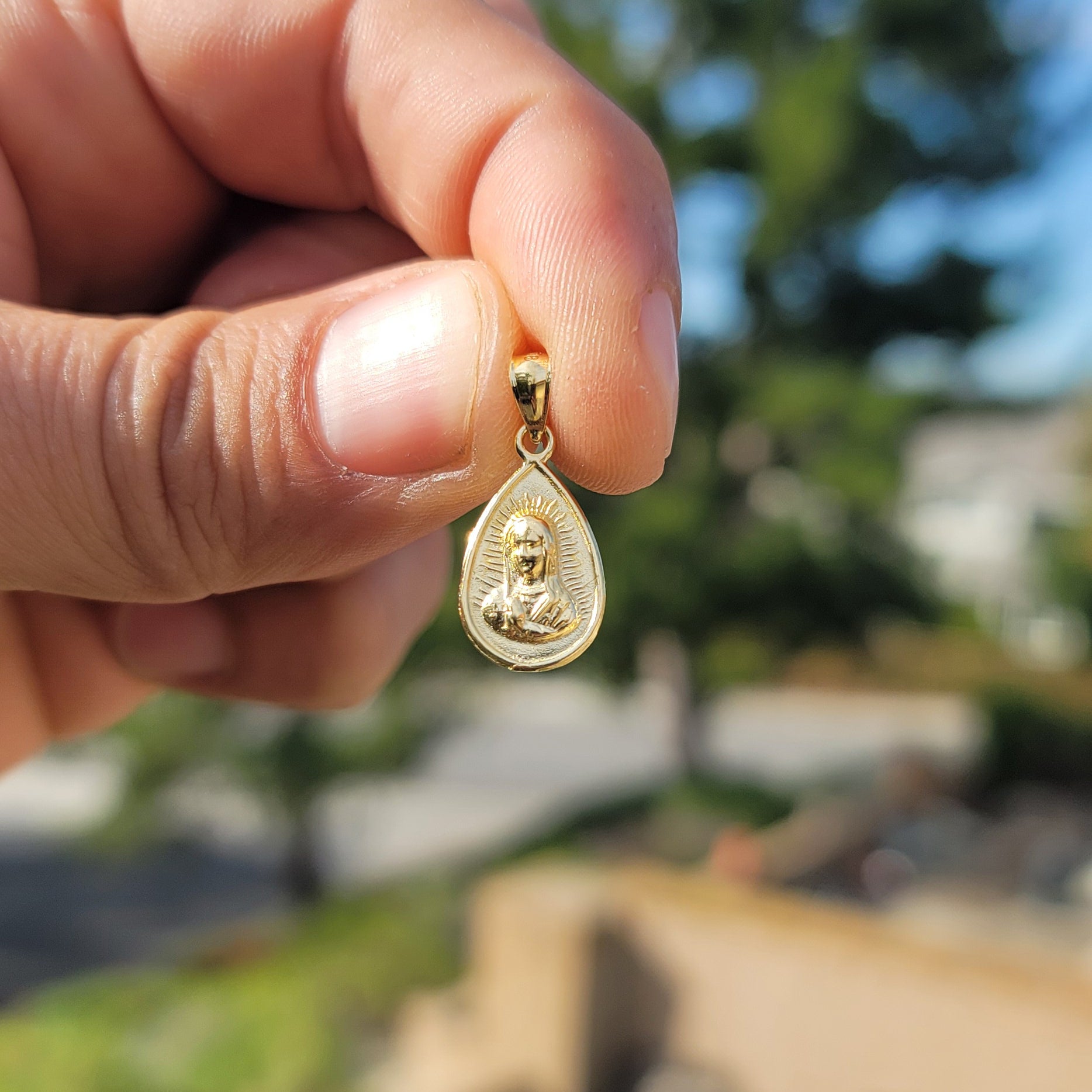 14K or 18K Gold Our Lady Guadalupe Pendant