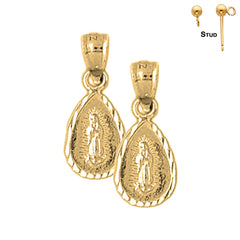 Pendientes de Plata de Ley de Nuestra Señora de Guadalupe de 20 mm (chapados en oro blanco o amarillo)