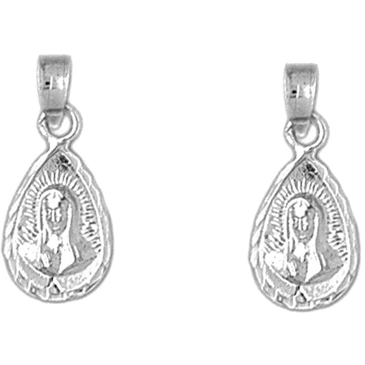 Sterling Silver 19mm Our Lady Guadalupe Earrings