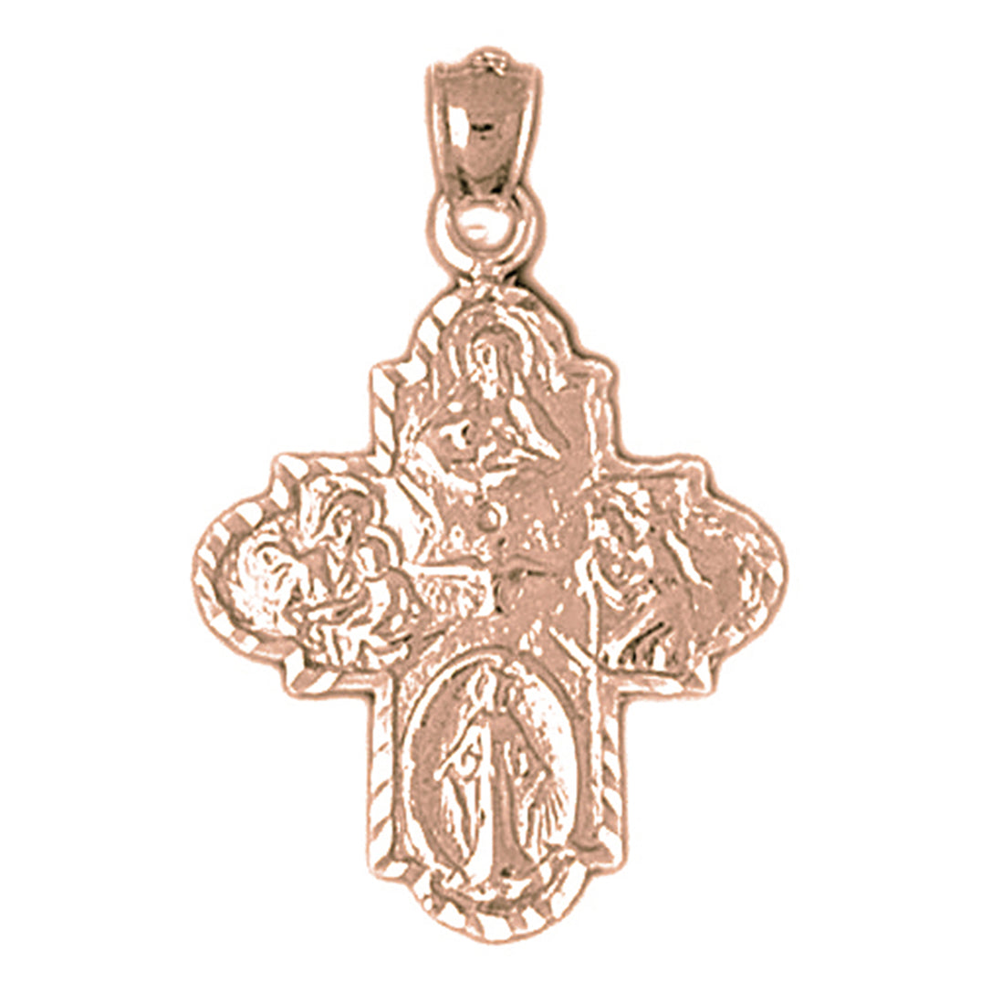 10K, 14K or 18K Gold 4-Way Cross Pendant