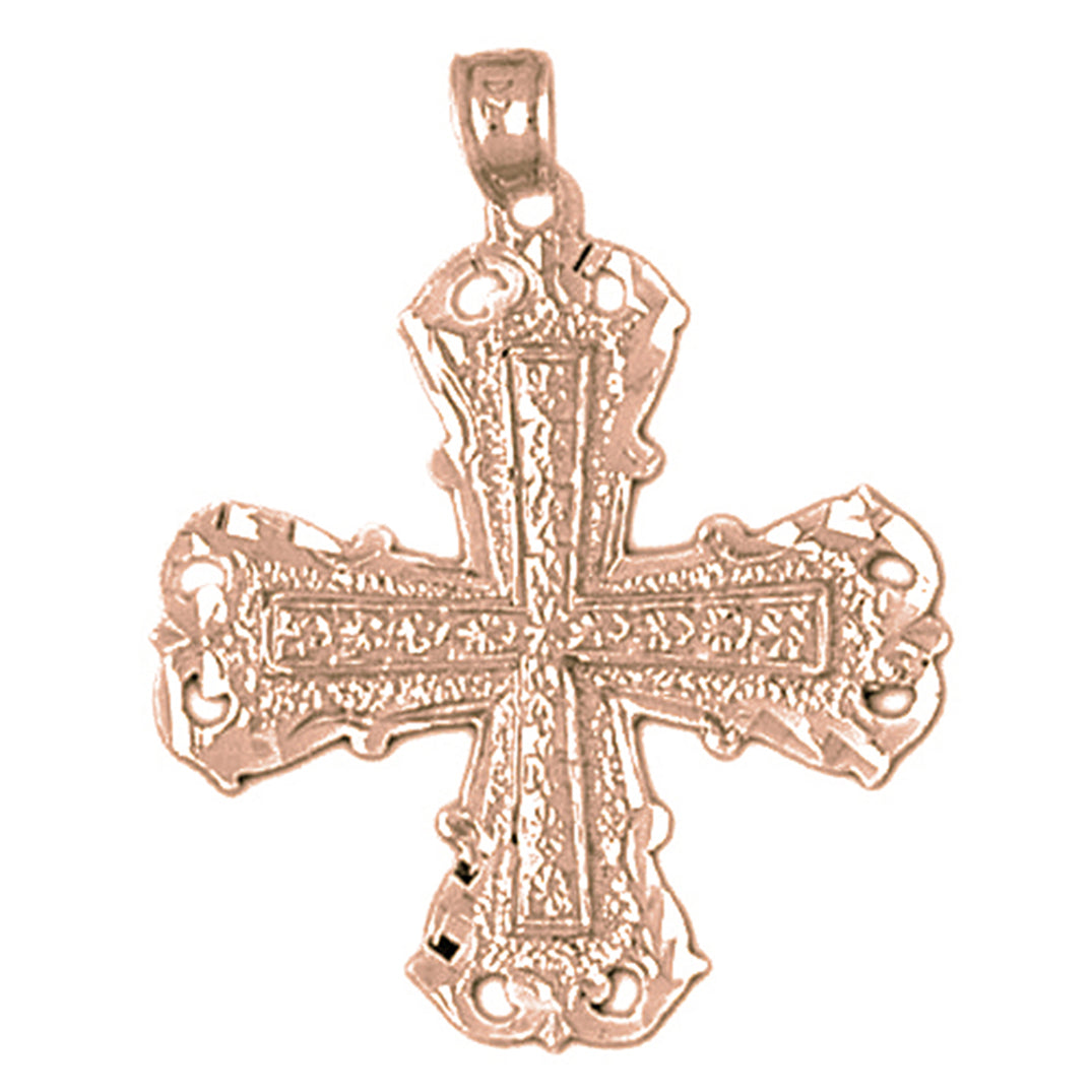 10K, 14K or 18K Gold Budded Cross Pendant