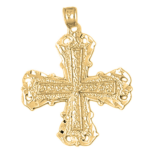 10K, 14K or 18K Gold Budded Cross Pendant
