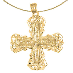 10K, 14K or 18K Gold Budded Cross Pendant
