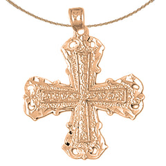 10K, 14K or 18K Gold Budded Cross Pendant