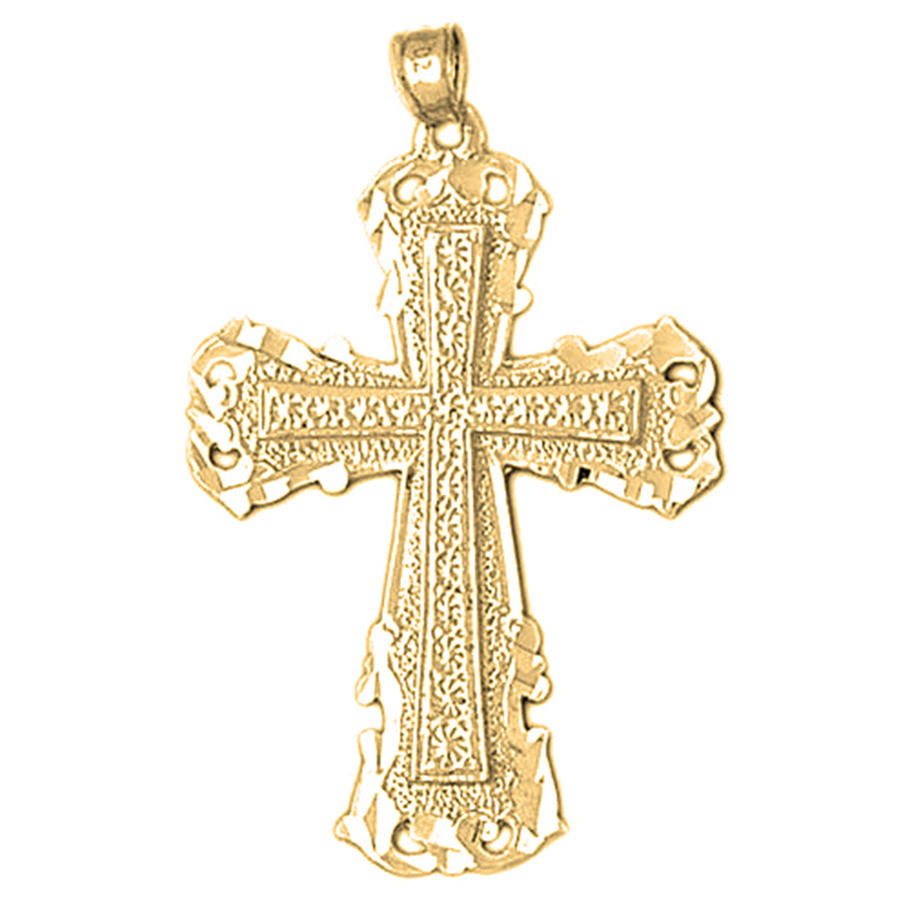 10K, 14K or 18K Gold Budded Cross Pendant