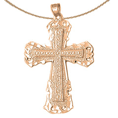 10K, 14K or 18K Gold Budded Cross Pendant