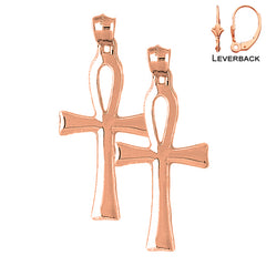 14K or 18K Gold Ankh Cross Earrings