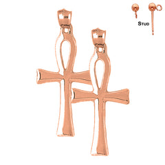 14K or 18K Gold Ankh Cross Earrings