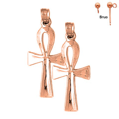 14K or 18K Gold Ankh Cross Earrings