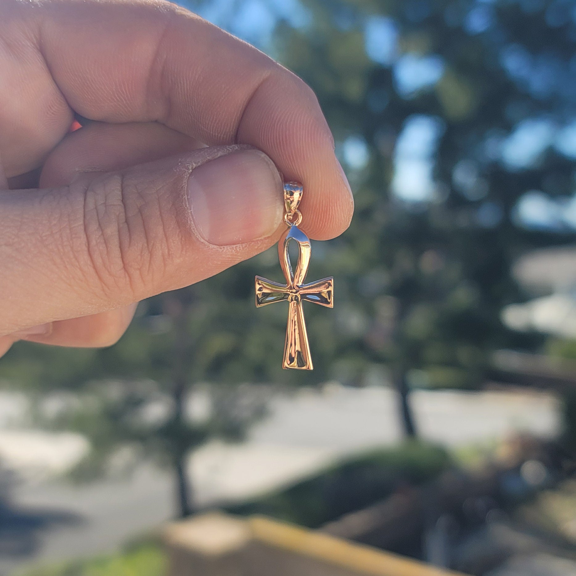 10K, 14K or 18K Gold Ankh Cross Pendant