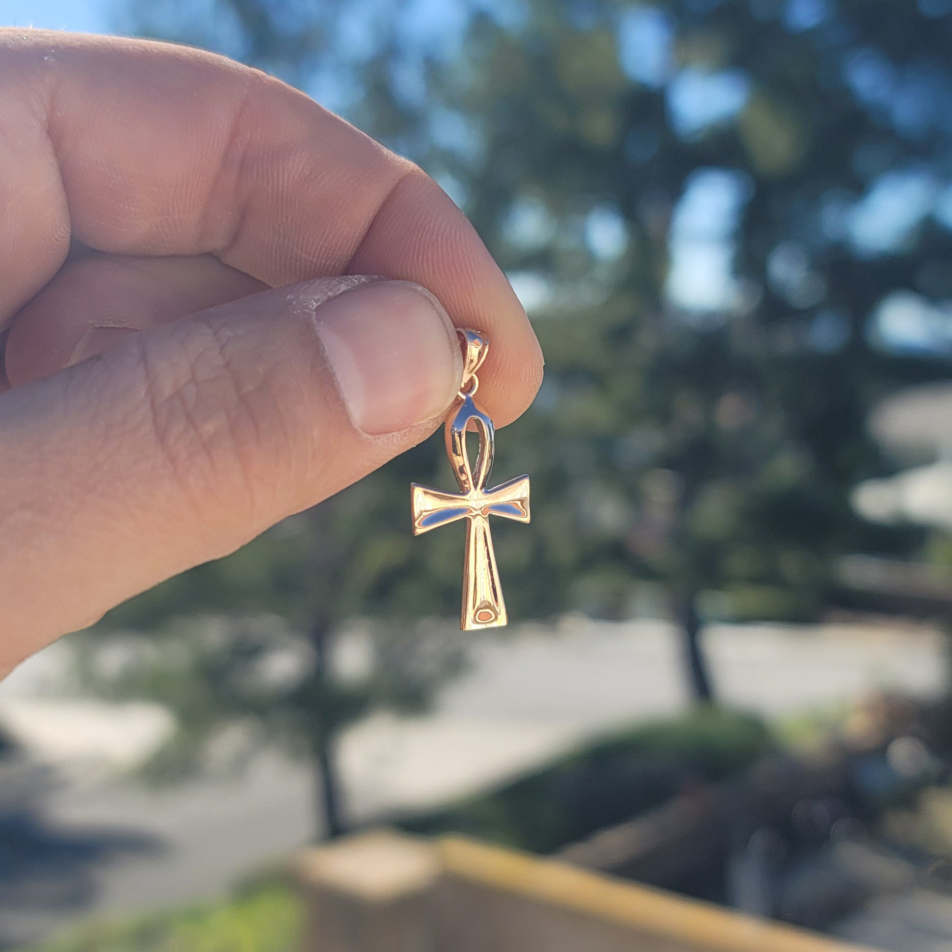 10K, 14K or 18K Gold Ankh Cross Pendant