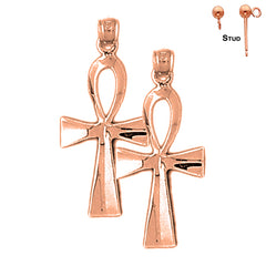 14K or 18K Gold Ankh Cross Earrings