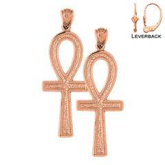 14K or 18K Gold Ankh Cross Earrings