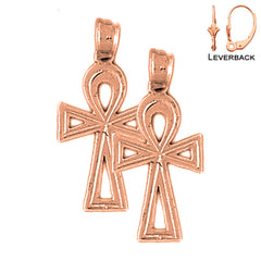 14K or 18K Gold Ankh Cross Earrings