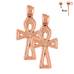 14K or 18K Gold Ankh Cross Earrings