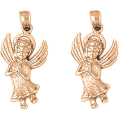 14K or 18K Gold 28mm Angel Earrings