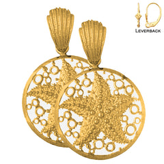 Sterling Silver 39mm Starfish Earrings (White or Yellow Gold Plated)