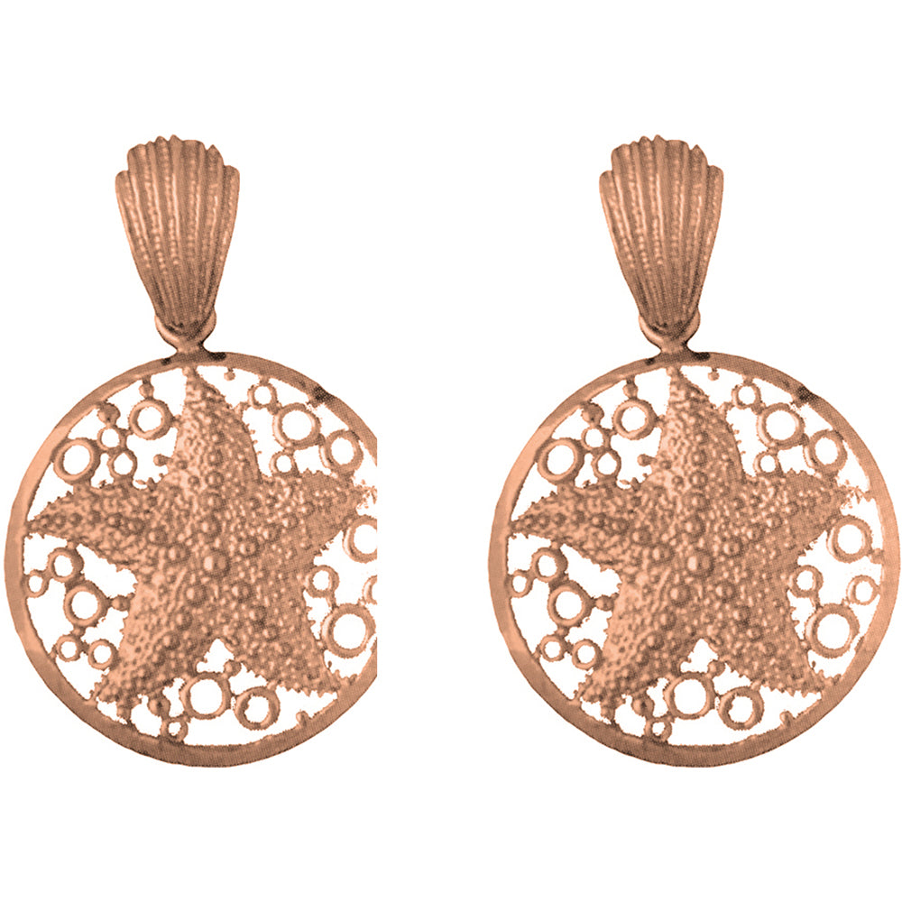 14K or 18K Gold 39mm Starfish Earrings