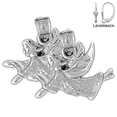 Pendientes de ángel de plata de ley de 16 mm (chapados en oro blanco o amarillo)