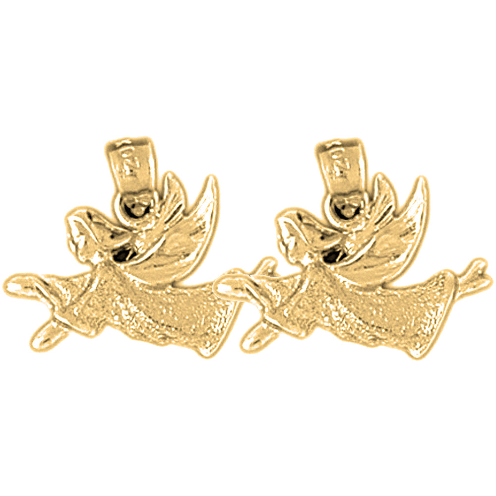 Yellow Gold-plated Silver 16mm Angel Earrings