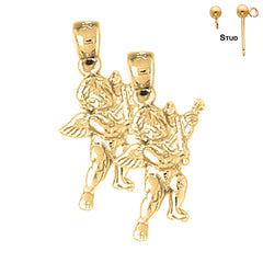 Pendientes de ángel de plata de ley de 25 mm (chapados en oro blanco o amarillo)