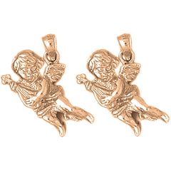 14K or 18K Gold 22mm Angel Earrings