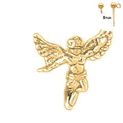 Sterling Silver 16mm Angel 3D, Lapel Pin Earrings (White or Yellow Gold Plated)