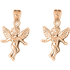 14K or 18K Gold 24mm Angel Earrings