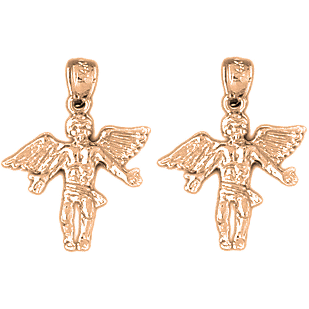14K or 18K Gold 22mm Angel 3D Earrings