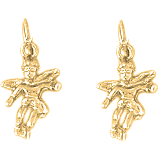 14K or 18K Gold 18mm Angel 3D Earrings