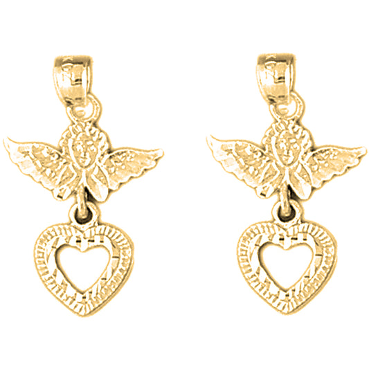 14K or 18K Gold 24mm Angel Earrings