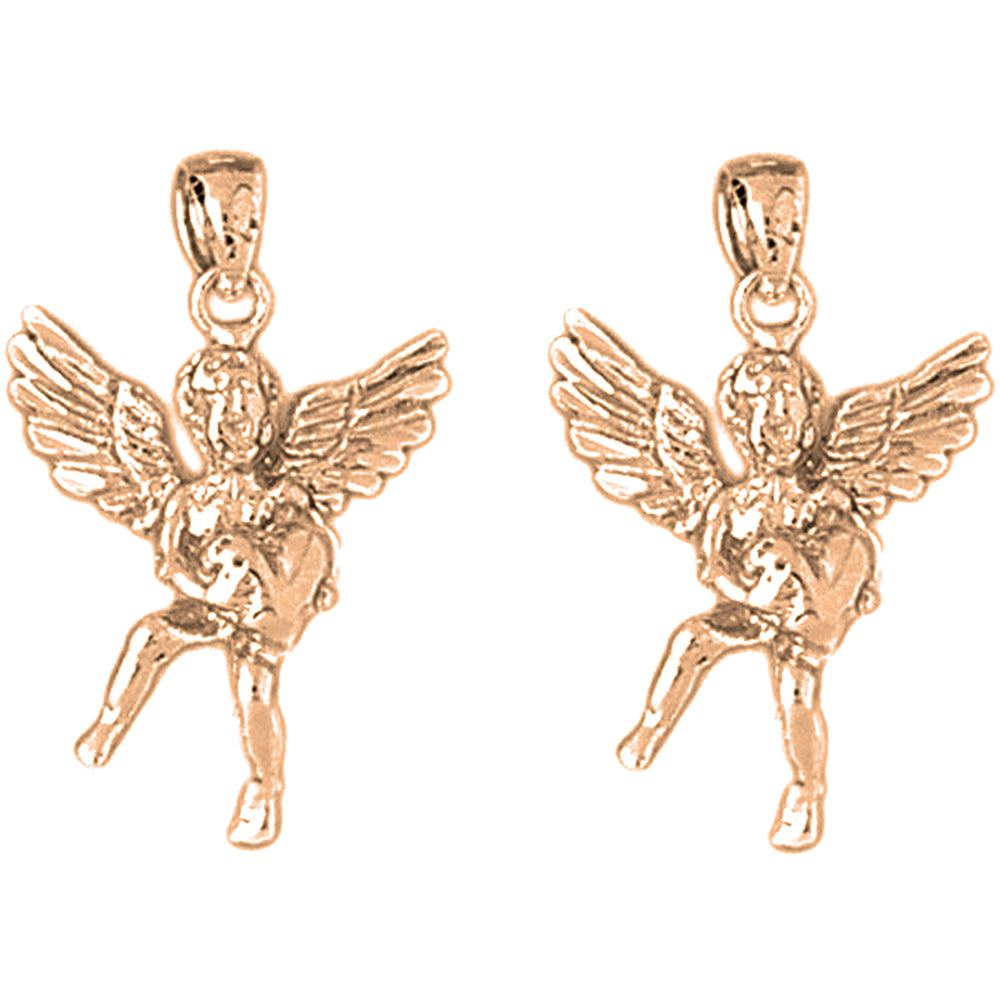 14K or 18K Gold 29mm Angel 3D Earrings