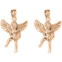14K or 18K Gold 29mm Angel 3D Earrings