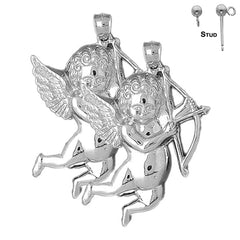 Sterling Silver 54mm Angel Earrings (White or Yellow Gold Plated)