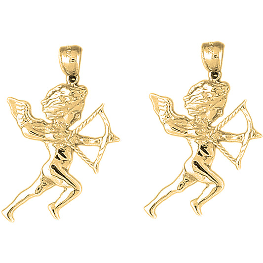 14K or 18K Gold 38mm Angel Earrings