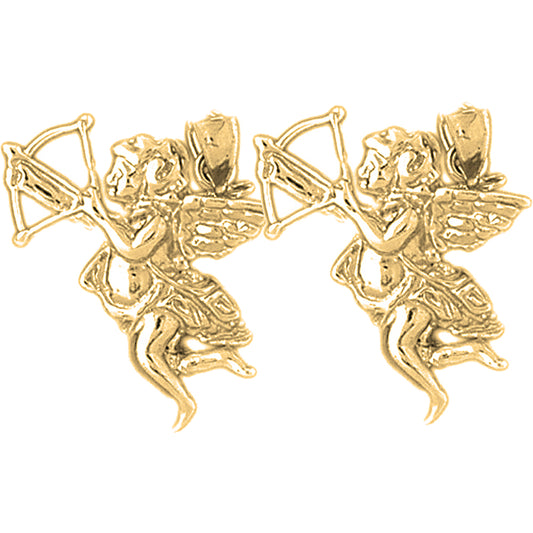 14K or 18K Gold 25mm Angel Earrings