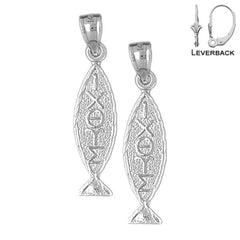14K or 18K Gold Christian Fish With Oxeye Earrings
