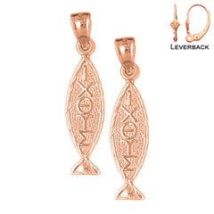 14K or 18K Gold Christian Fish With Oxeye Earrings