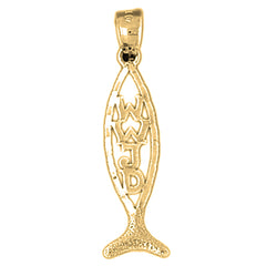 14K or 18K Gold Christian Fish With WWJD Pendant