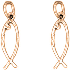 14K or 18K Gold 22mm Ichthus Christian Fish Earrings