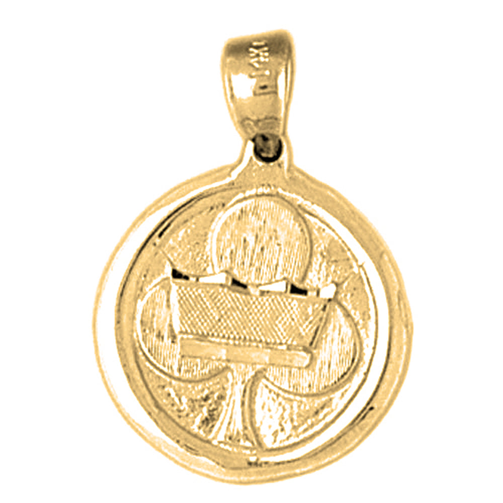 10K, 14K or 18K Gold Clover With Crown Pendant