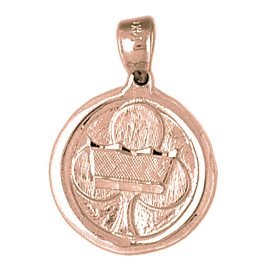 10K, 14K or 18K Gold Clover With Crown Pendant